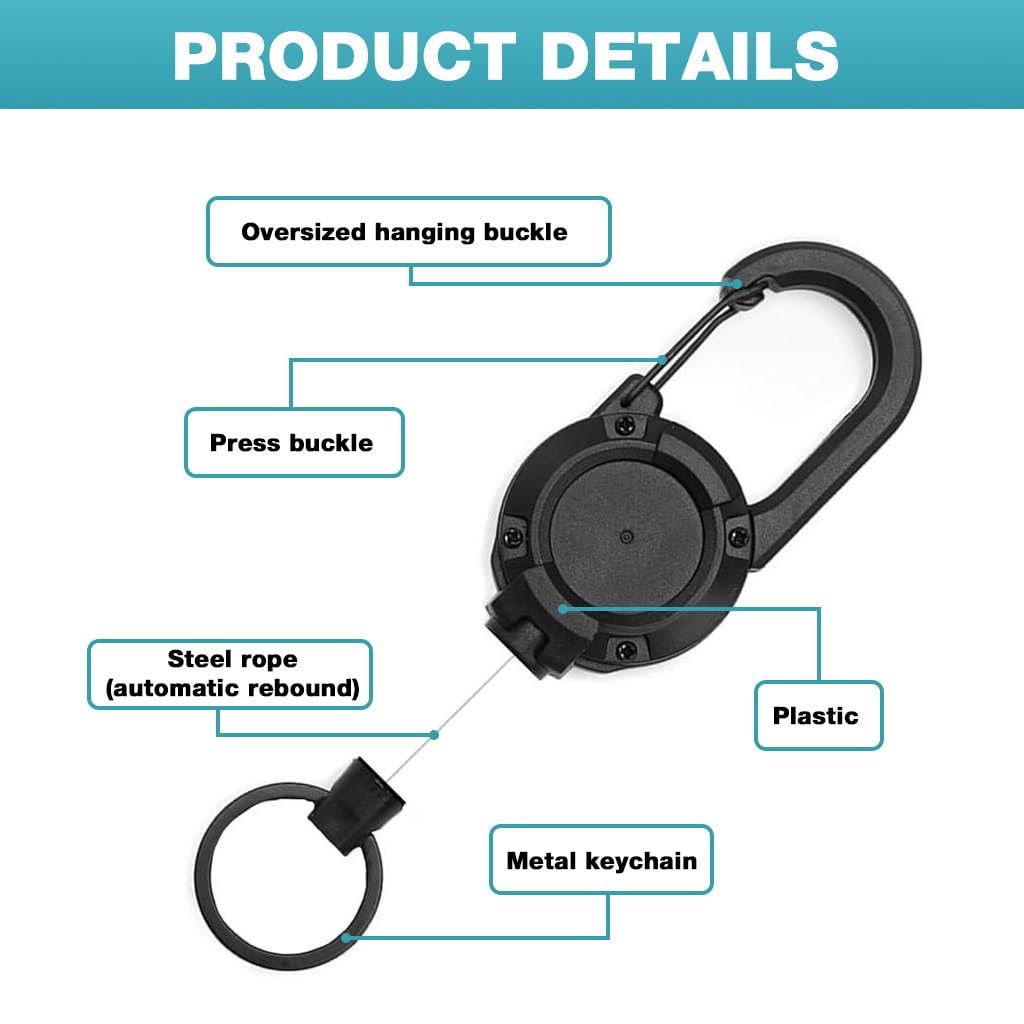 HASTHIP ID Card Holder for Work and School with 23.6 in Retractable Reel & Steel Wire Clip