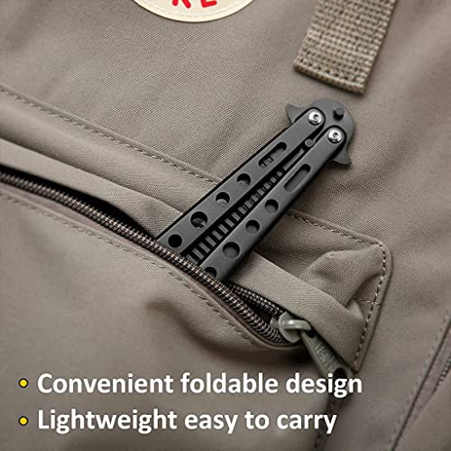 ZIBUYU® Butterfly Comb Professional Training Stainless Steel Folding Practice Unsharpened Blade Stylish Saloon Tool for Beginners Black 3PCS