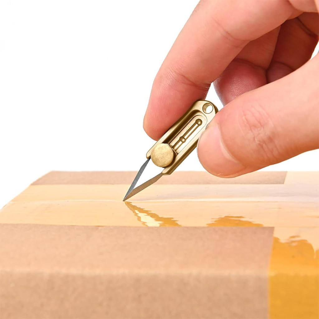 HASTHIP Pocket Cutter for Boxes and Letters with Retractable Blade and Keychain | Stainless Steel Mini Utility Tool