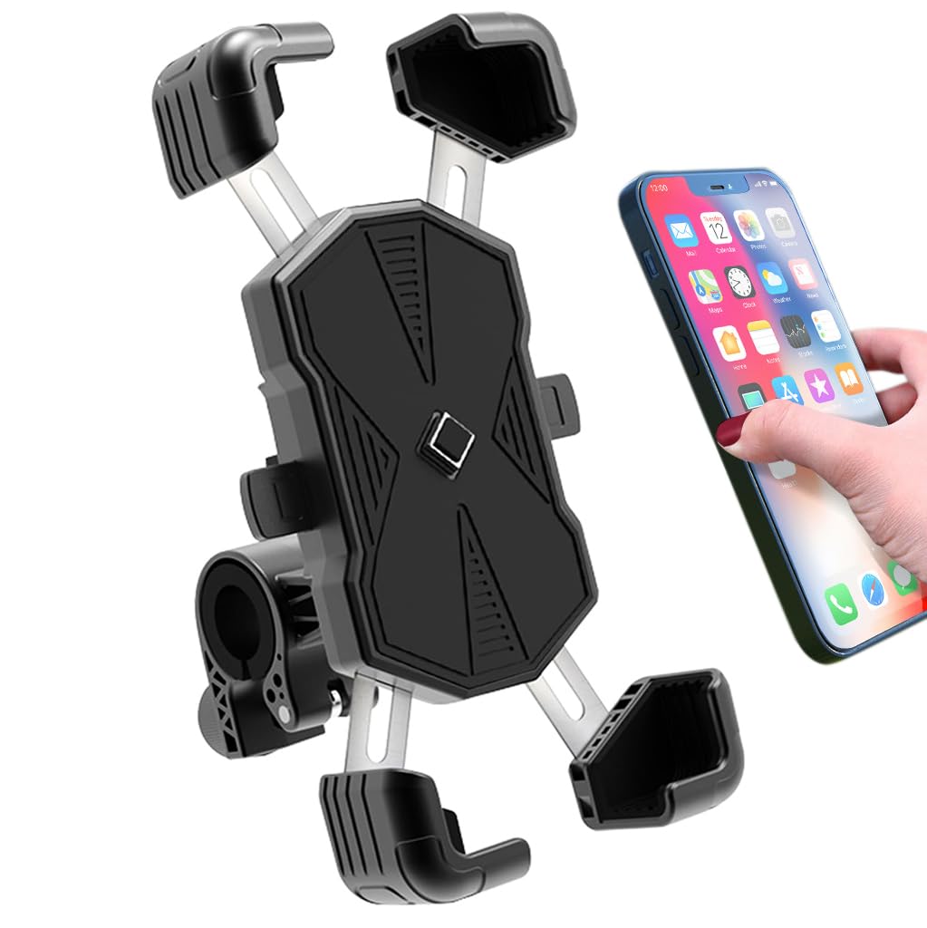 STHIRA Bike Mobile Holder for 4.7–7 in Phones featuring 360° Rotation and 1‑Second Auto Lock | Stainless Steel Anti‑Slip Mount
