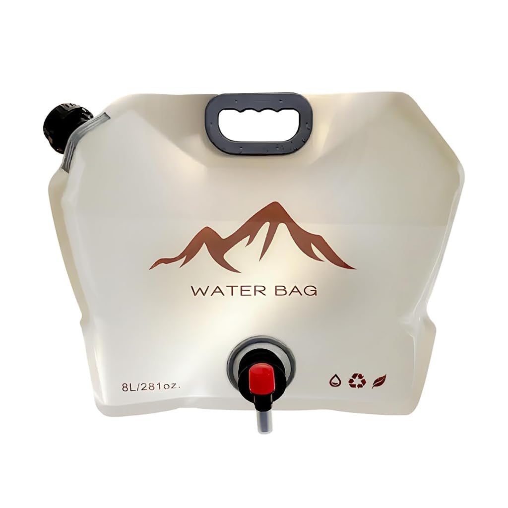 ZIBUYU Collapsible Water Bag for Camping with Rotating Spigot and 8L PVC Storage | Khaki