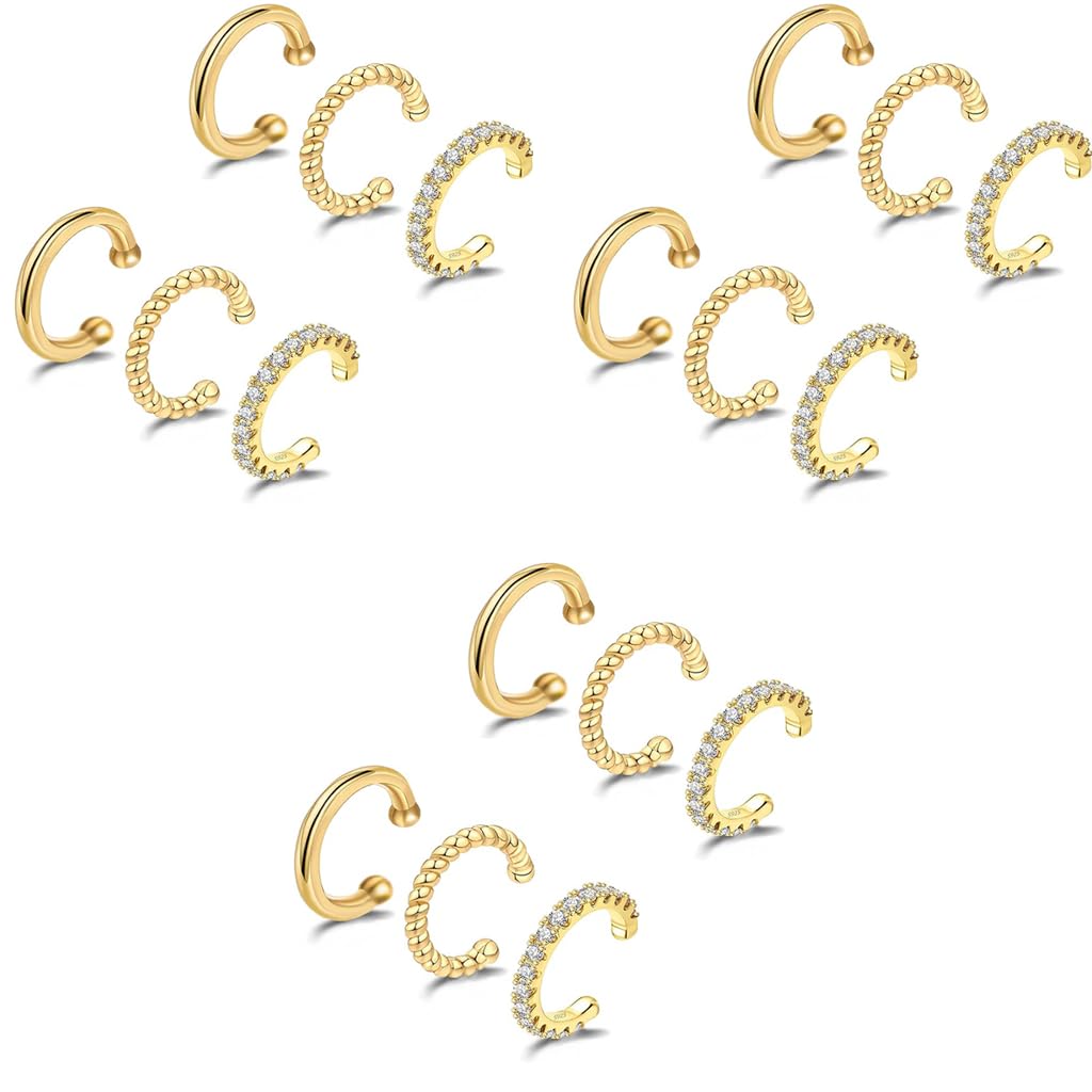 ZIBUYU Ear Cuffs Without Piercing for Women featuring Adjustable Secure Fit Alloy Set 18PCS