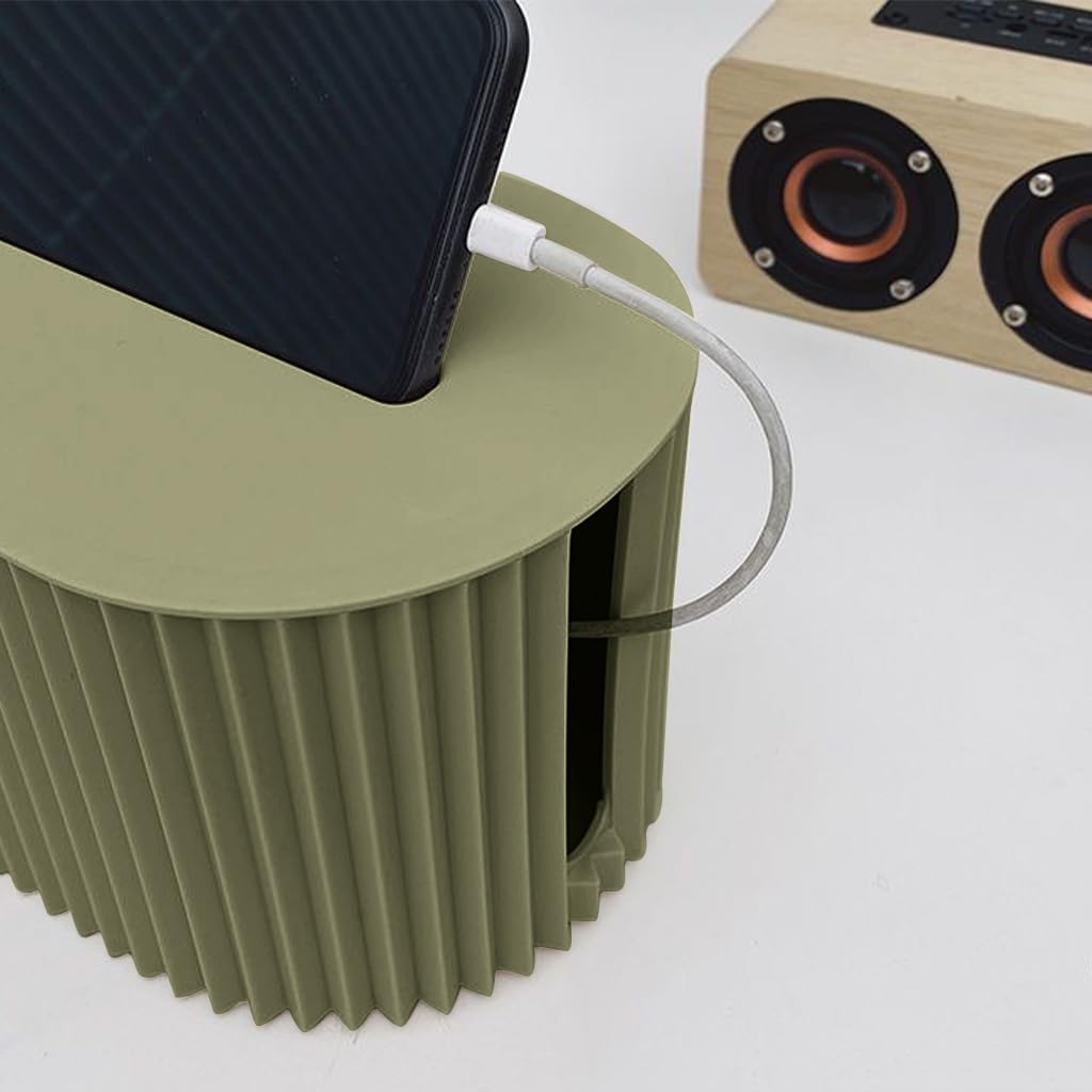 HASTHIP Cable Management Box for Home and Office with Phone Charging Stand | 33x13x11 cm