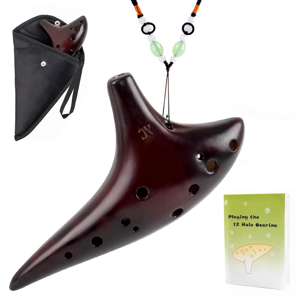 PATPAT Zelda Ocarina 12 Hole Alto C Music Instrument with Triforce Symbol | Ceramic Gift for Fans