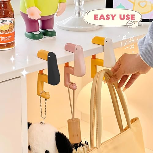 HASTHIP® Portable Duck Shaped Detachable Non-Slip Folding Table Hook – No Drill Purse Hanger & Bag Clamp for School/Office Desk Storage & Organization