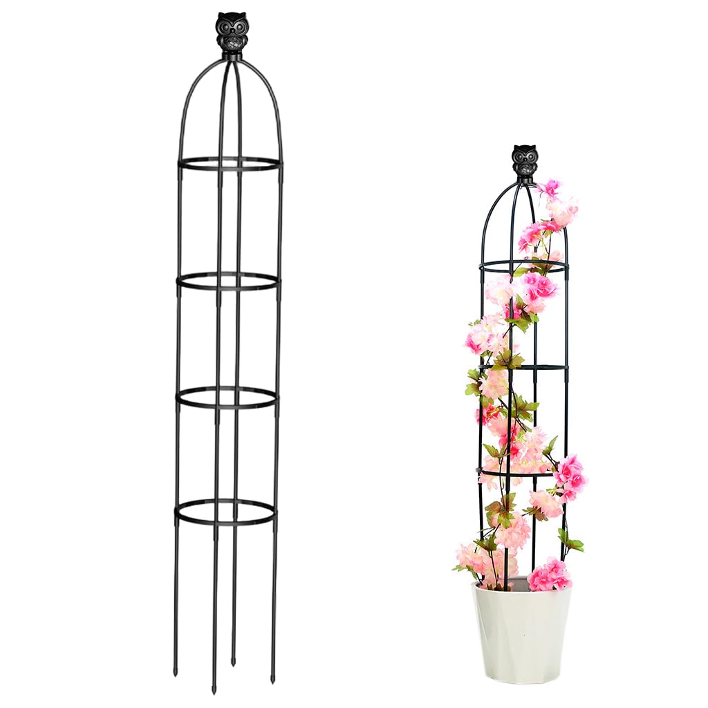 HASTHIP Climbing Trellis for Garden Plants with 145cm Obelisk Structure and Owl Topper | Decorative Support for Flowers and Ivy
