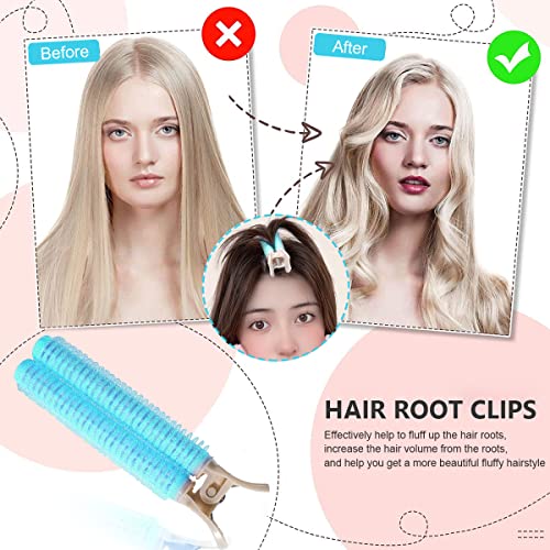 HASTHIP® Blue 4Pcs Volumizing Root Clip Hair Curler Rollers | Instant Bang Heatless Hair Curling Styling Tools for Women & Girls Long & Short Hair, DIY Hairdressing