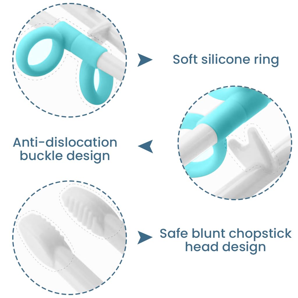 SNOWIE SOFT Baby Spoon and Fork Set for Toddler Feeding with 17.8 cm Training Chopsticks | 304 Stainless Steel and PP Handle Utensils for Kids