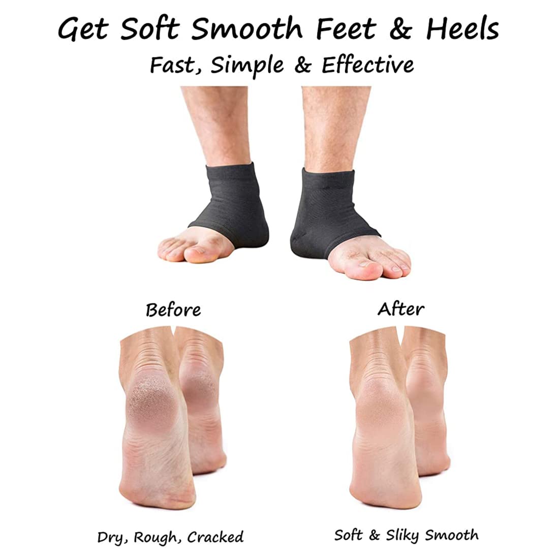 Zibuyu Foot Support for Pain Relief featuring Soft Gel Heel Socks with Breathable Mesh | 2 Pairs