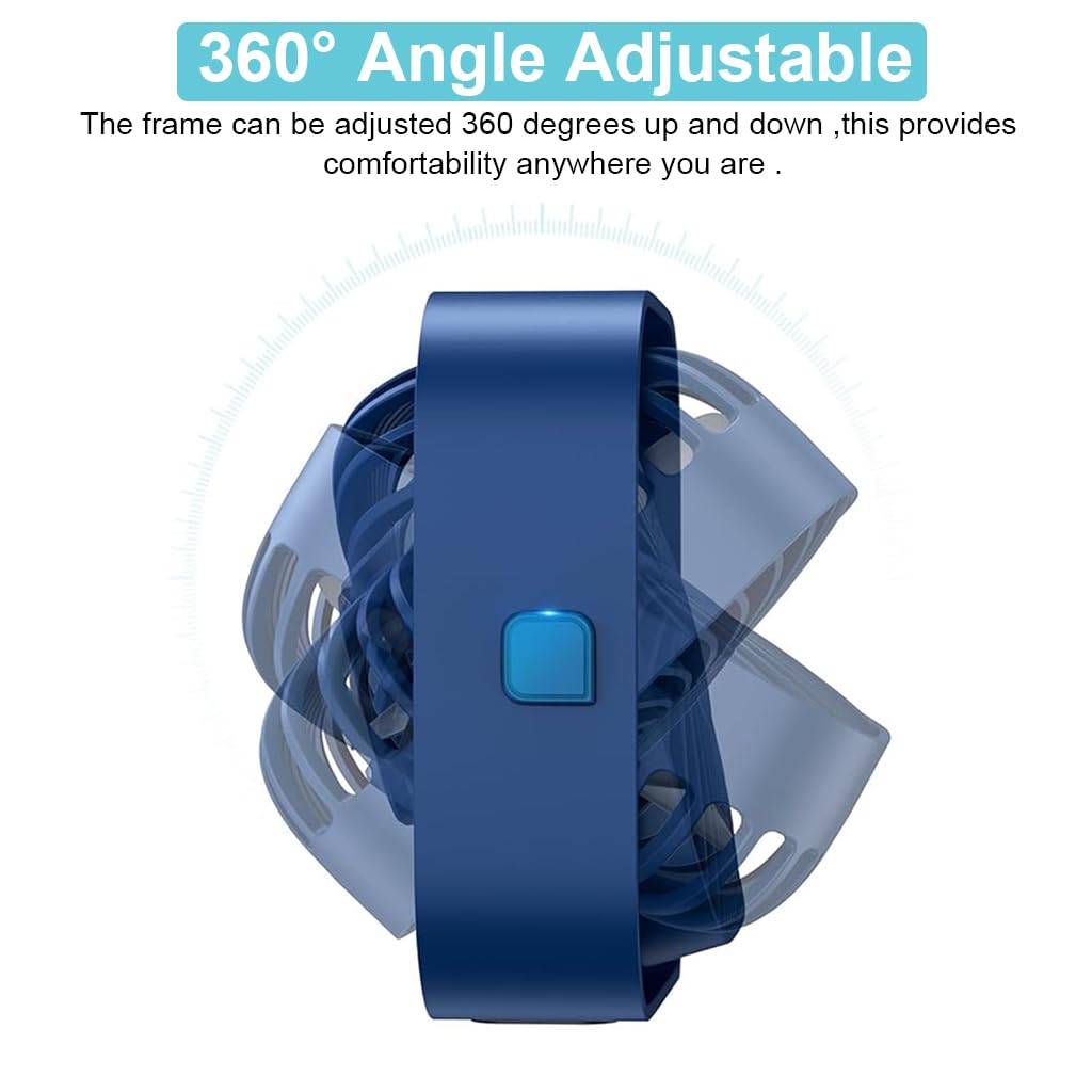 HASTHIP USB Fan for Home and Office with 4.8 in Size and 360° Rotating Head | Quiet Blue Mini Desk Fan