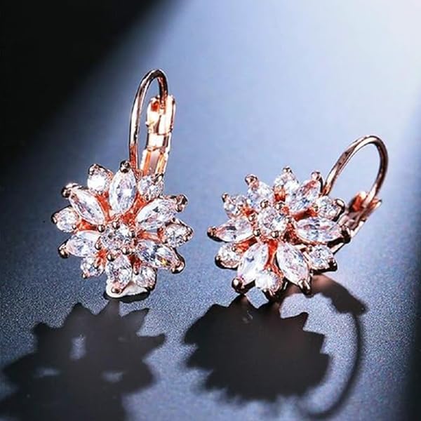 Zibuyu Jewelry Set for Women featuring Pink Heart Crystal Necklace and Sunflower Earrings | Gold Plated Gift Box