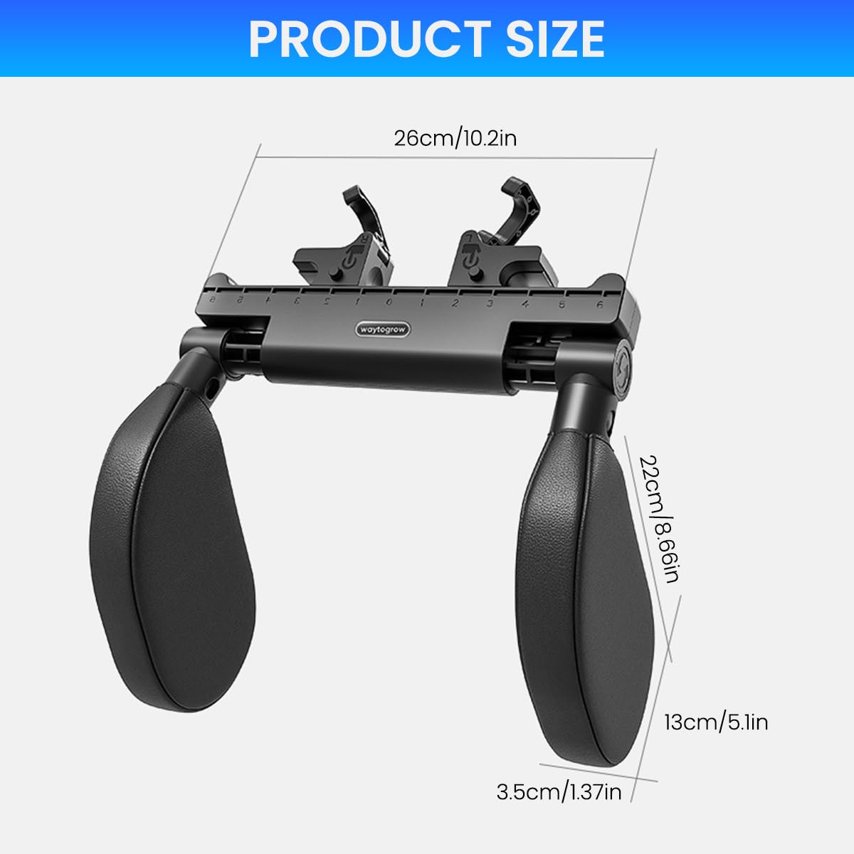 STHIRA Car Head Rest Pillow for Long Drives with Memory Foam Support | Dual Hooks Adjustable