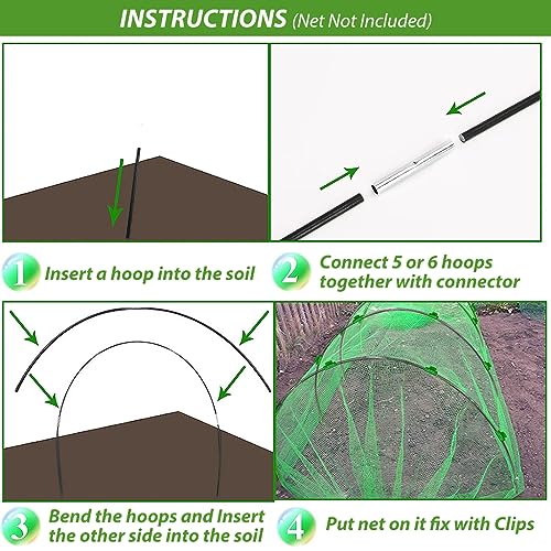 HASTHIP® 30Pcs Greenhouse Hoops Kits for Greenhouse, Vegetable Land with Assemble Kit, Reusable Rust Free Grow Tunnel Hoops Frame for for Vegatable Land, Garden, Planting Land