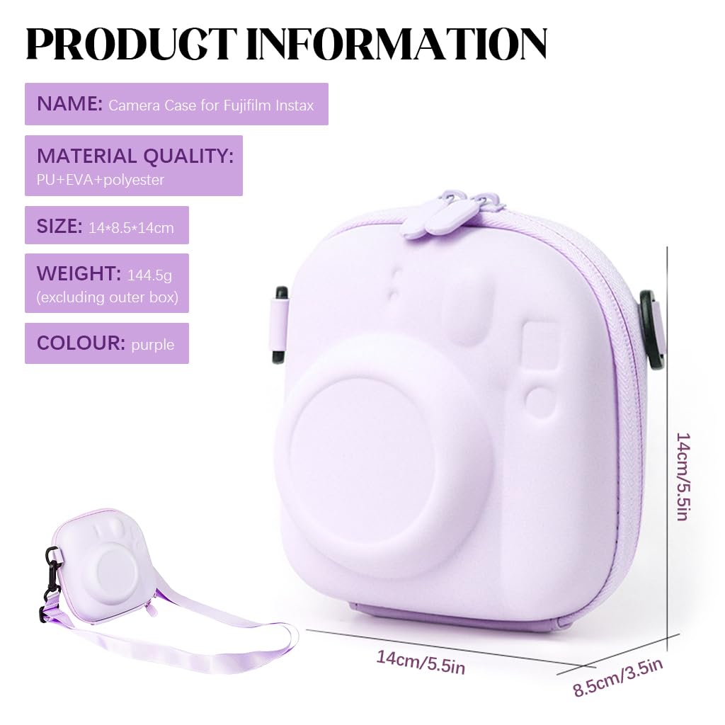 ZORBES Camera Case for Fujifilm Instax with Lens Protection and Mesh Pockets 14x8.5x14cm | Waterproof PU Design