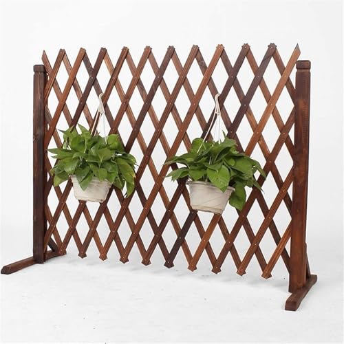 HASTHIP® Planter Hanging Rack Expandable Wooden Fence Planter Hanging Rack, Flower Pot Hanging Rack Stand for Garden Wall, Balcony, or Indoor Plant Display, 160cm(W) x 50cm(H) Max