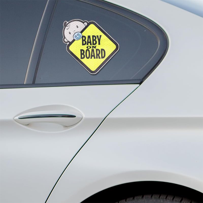 STHIRA Baby on Board Sticker for Cars featuring 2 Pack 10cm Reflective Waterproof Vinyl | Safe Travel in India