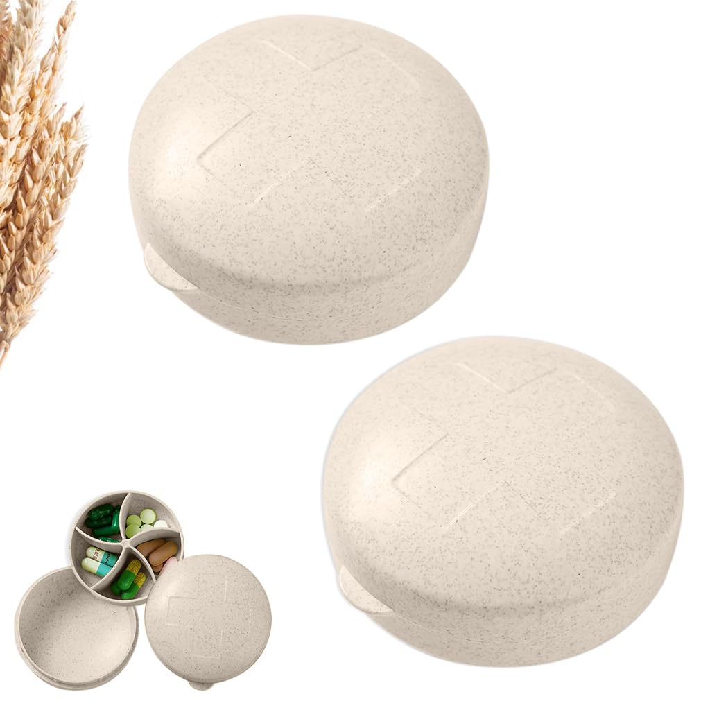 HANNEA Travel Medicine Box with 5 Compartments for Vitamins | Compact 8x3cm Food Grade Plastic