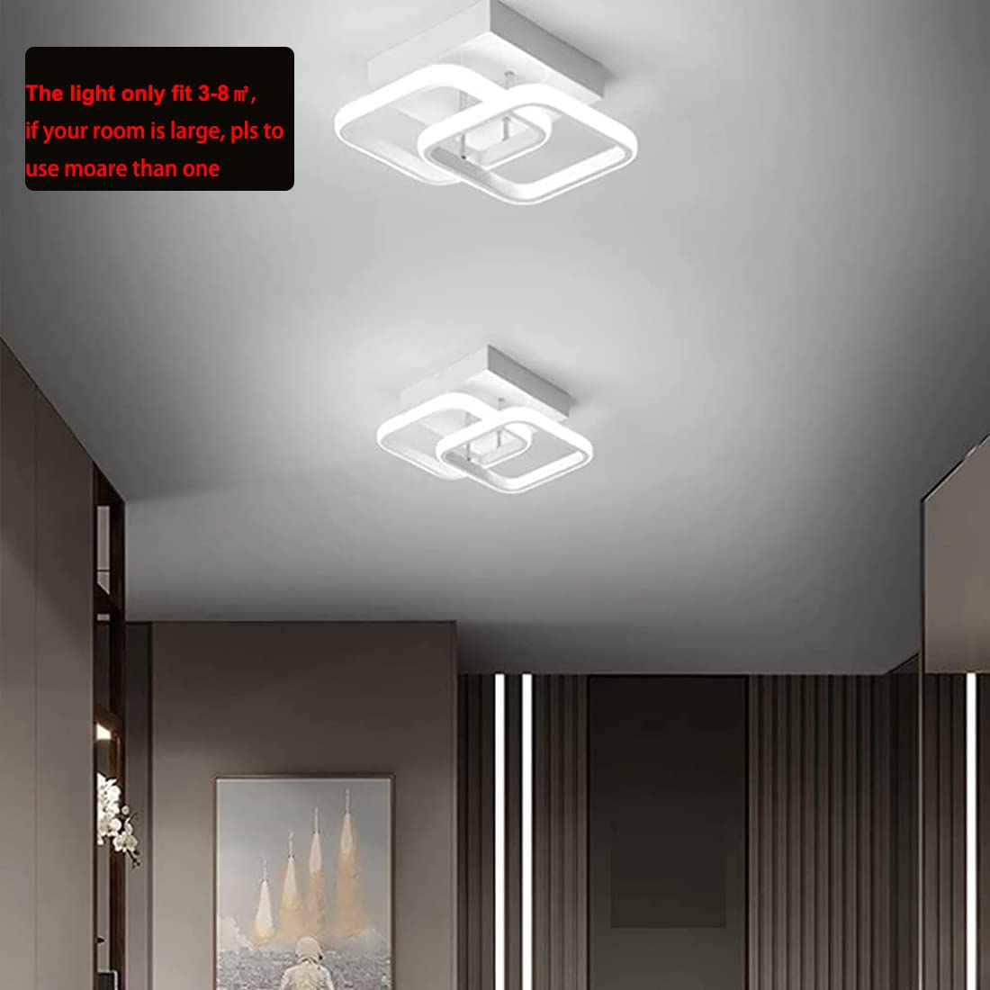 ELEPHANTBOAT Ceiling Light for Living Room with 22W LED Acrylic Square Design | 6000K White