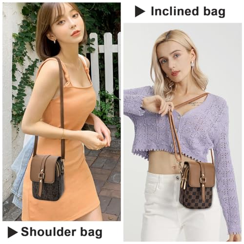 PALAY® Sling Bag for Women Crossbody Phone Bag Stylish PU Leather Mobile Cell Phone Holder Pocket Purse Wallet Mini Shoulder Bags Coffee Brown X3
