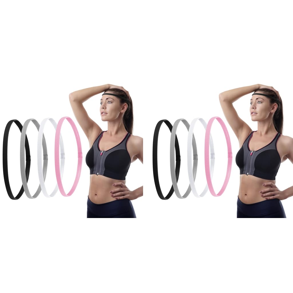 MAYCREATE Sports Hair Band for Gym and Workout featuring Sweat Proof Moisture Wicking Design | 8PCS Set