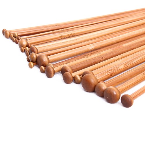 ELEPHANTBOAT 18pcs Wood Knitting Needle Set--Small to Large 2-10mm, Sturdy Round Blunt Yarn Knitting Needles Tool Kit