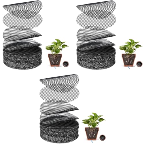 HASTHIP® 150PCS Flower Pot Hole Mesh Pad for Keep Soil from Flowing Away, 10cm Round Drainage Hole Screens for Bonsai Pot, Succulent, Table Top Planters
