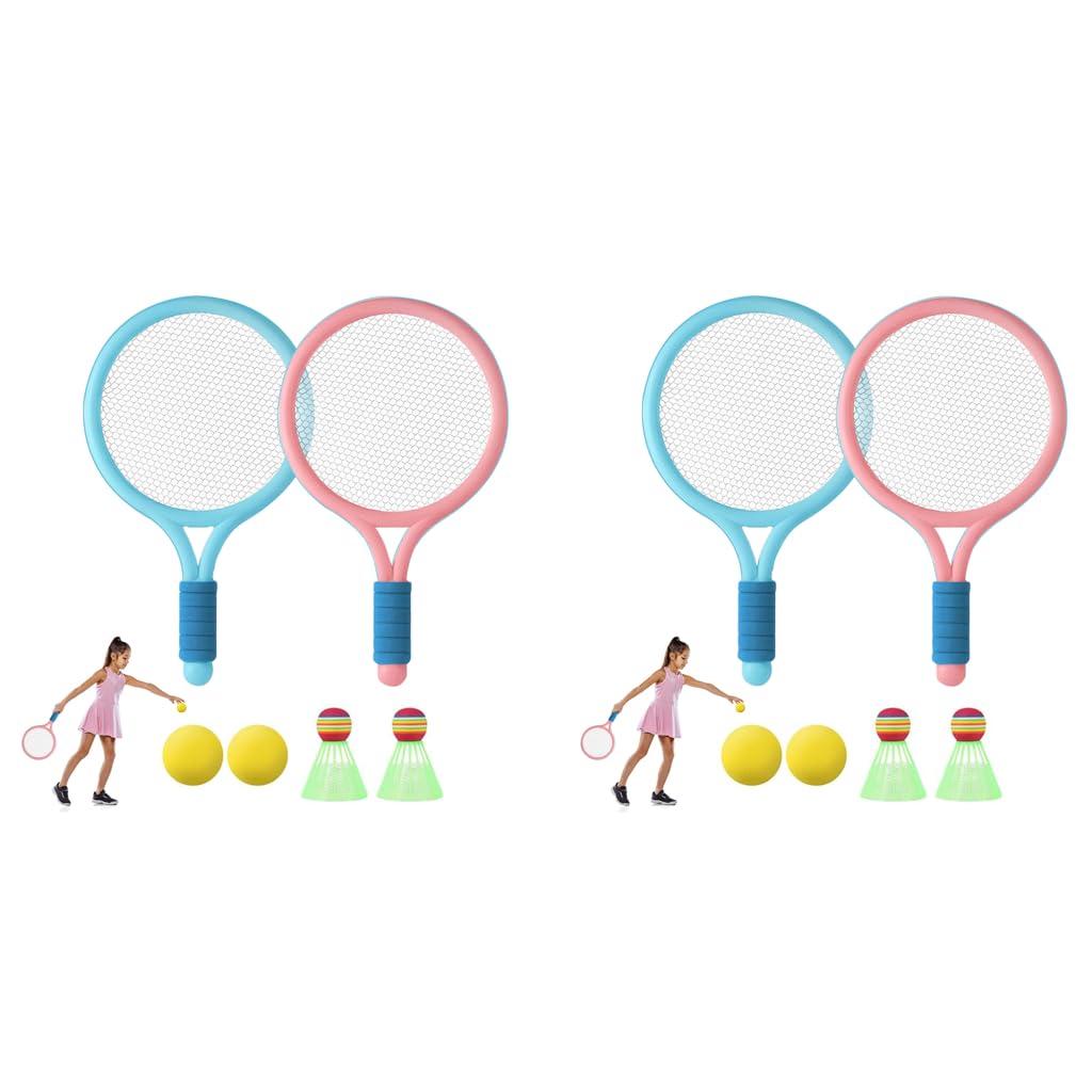 Proberos Kids Sport Racket Toy Set with 9 in Handles and 2 Tennis & Badminton Balls | Ages 6+