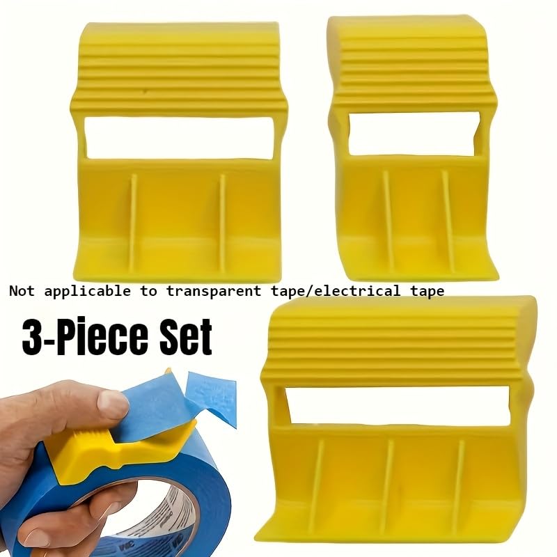OFIFO® 3-Pack Tape Packer & Divider for 1”, 1.5” & 2” Masking or Paper Tape – Easy Roll Cutting, Neat Organization, Not for Plastic/Electrical (Yellow)