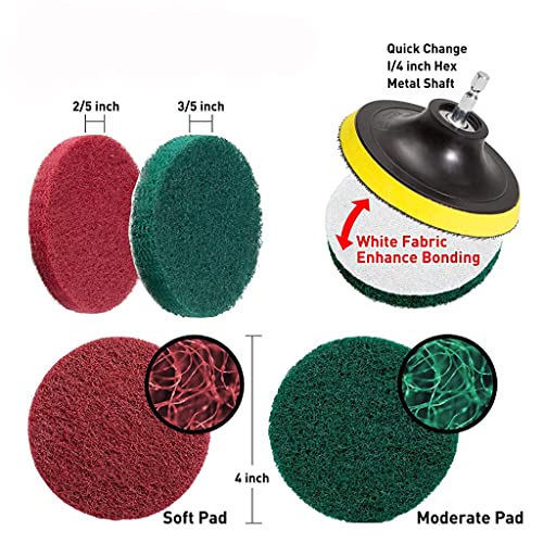 STHIRA® 24PCS Power Drill Scrubber Brush Attachment Set Scrub Pads for Bathroom Surfaces Floor Tub Shower Grout Tile Without Drill Machine Yellow Pack of 1