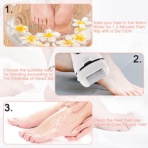 MAYCREATE® Electric Callus Remover Pedicure Scrubber For Women Machine Rechargeable Electronic Tools Portable Device Professional Feet Care Kit Home 3PCS