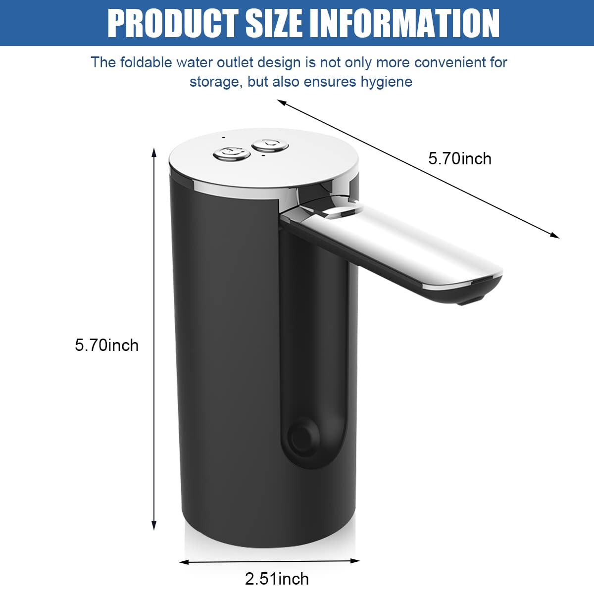 HASTHIP® USB Electric Water Dispenser Pump with Fold Down Spout, Portable Cordless Water Pump, Universal 1-5 Gallon Water Can Automatic Water Bottle Pump Dispenser for Home Office Outdoor Camping