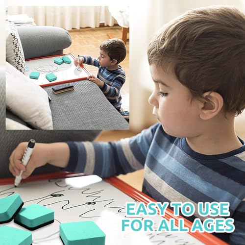HASTHIP® Small Dry Erasers, Double-Sided Magnetic Whiteboard Eraser, EVA Felt Dry Erase Cleaner for Whiteboards, Pack of 24, 5x5cm