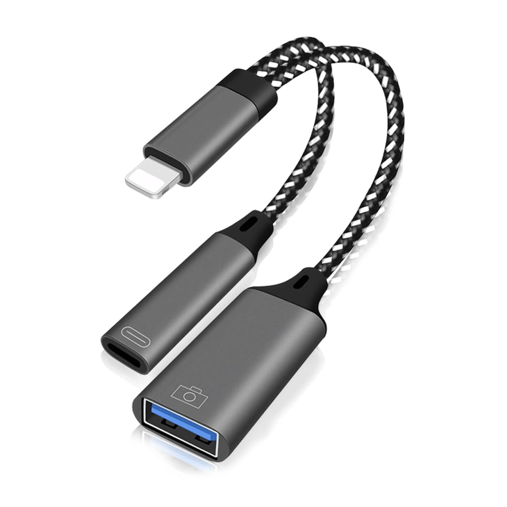 Verilux® USB Adapter for iPhone, Lightn-ing to USB C /USB A Portable USB 3.0 35W Fast Charging USB C Adapter Support Data Sync USB C Adapter for iPhone 14/13/12/11, iPad Air