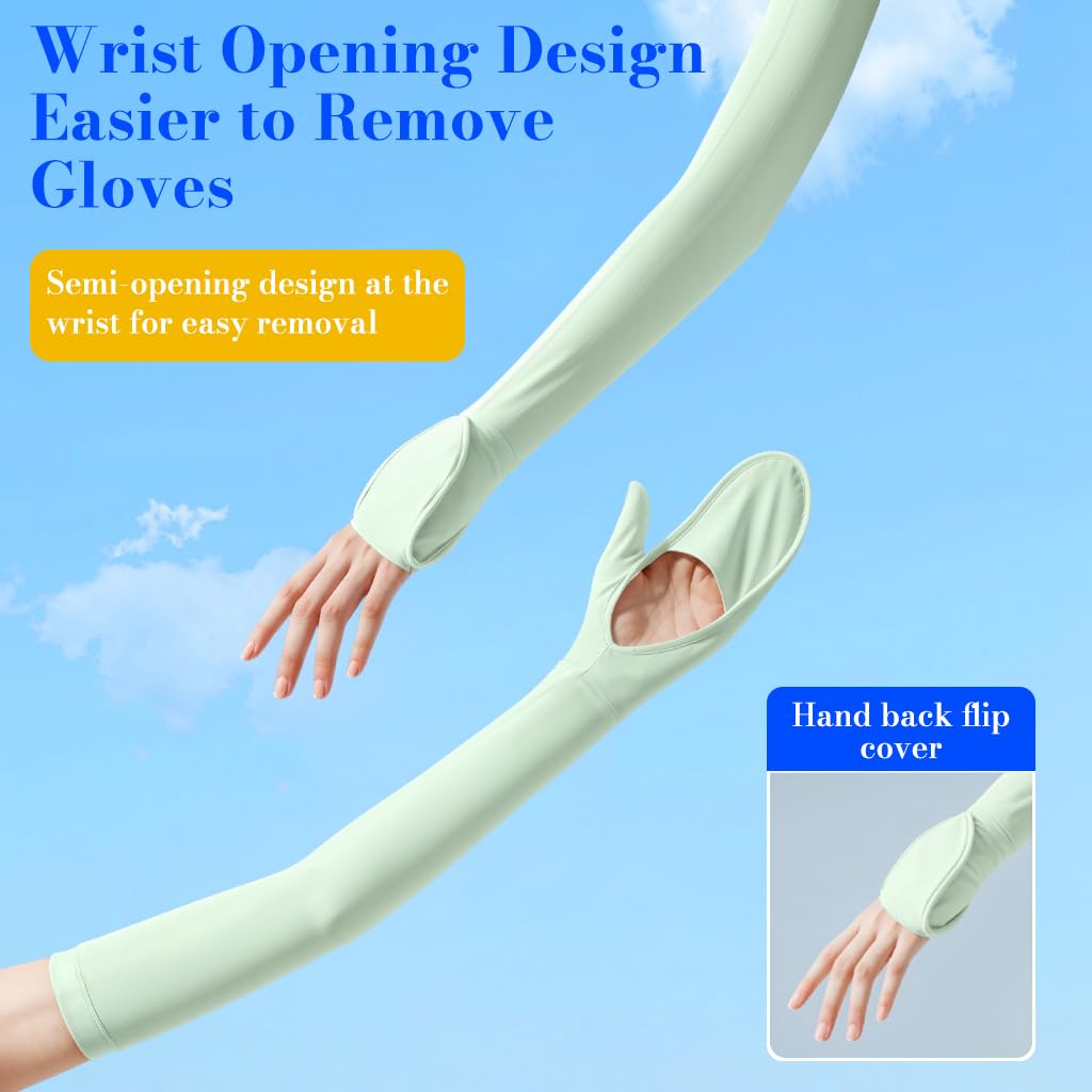 Venzina UV Sun Protection Arm Sleeves for Outdoor Sports with UPF 50+ & Anti Slip Band | Cooling Nylon Ice Silk Design for Women Girls