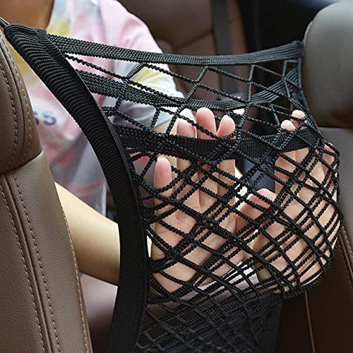 STHIRA® Car Mesh Organizer 3-Layer, Dog Net Between Car Seats,Barrier Backseat Mesh Net for Cars &Trunk, Upgraded Car Netting Bag,Driver Storage Netting Pouch,Automotive Seat Back Organizers (3-Layer)