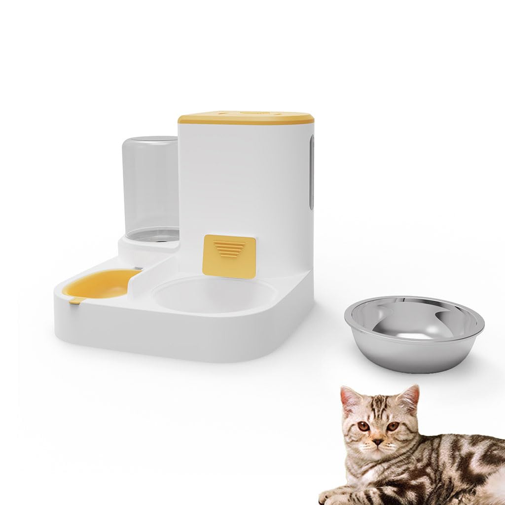 Qpets® 2 in 1 Automatic Dog Food Feeder and Water Dispenser Gravity Design Auto Feeding 2.2L Cat Food Dispenser Food Feeder and Auto Dog Water Dispenser 1 L for Small Medium Dog Cat Accessories