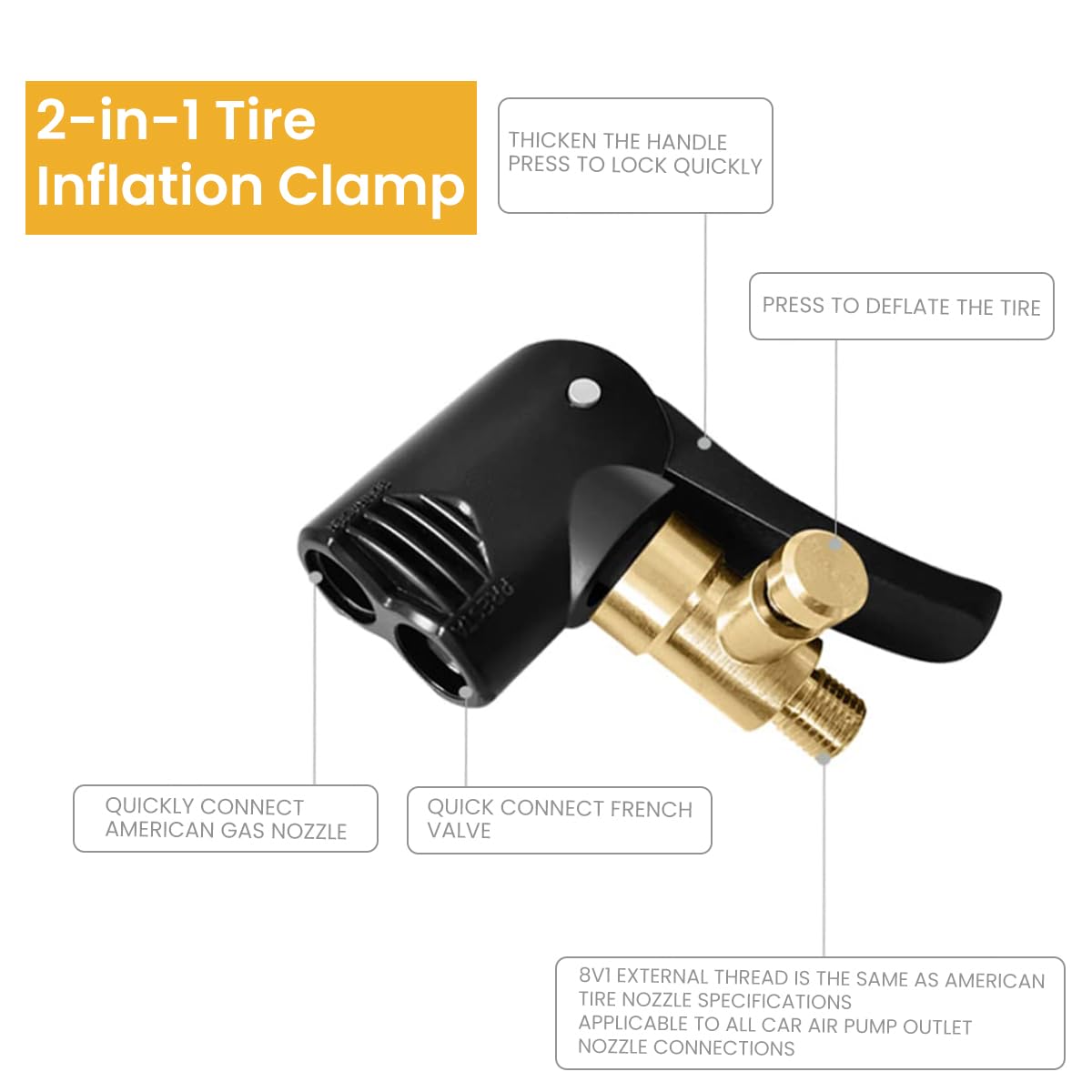 STHIRA® Universal Valve Adapter for Tyre Air Pump 2 in 1 Valve Adaptors Air Pump Converter Adapter for Schrader & Presta Multi-purpose Air Pump Adapter for Car, Bike, Motorcycle