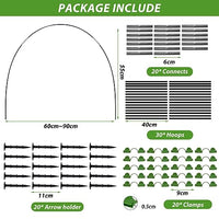 HASTHIP® 30Pcs Greenhouse Hoops Kits for Greenhouse, Vegetable Land with Assemble Kit, Reusable Rust Free Grow Tunnel Hoops Frame for for Vegatable Land, Garden, Planting Land