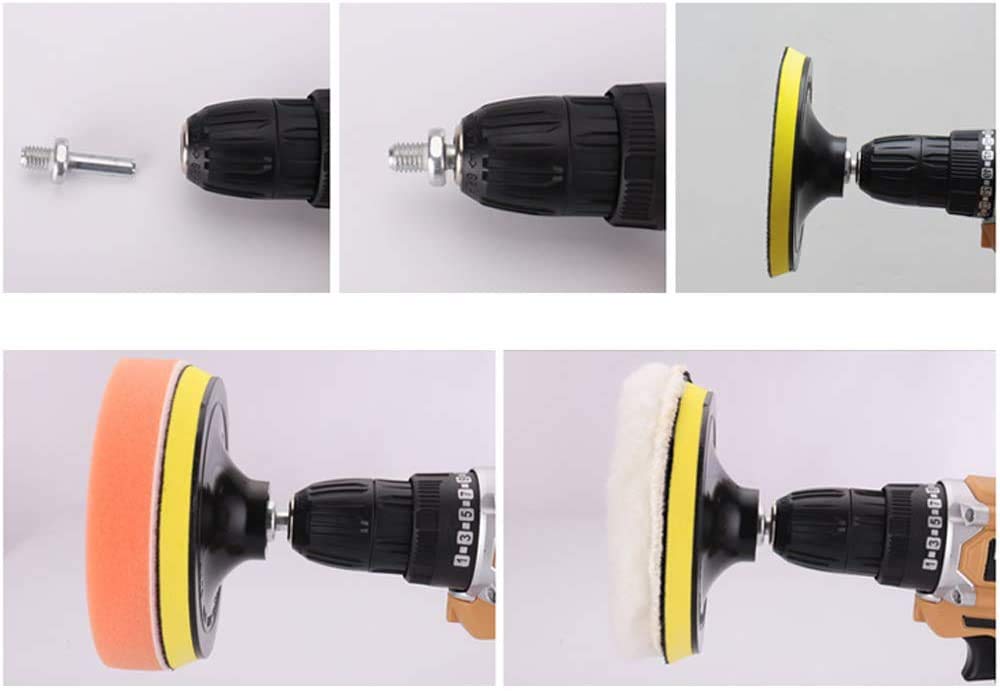 STHIRA Car Polish Kit for Auto Polishing and Waxing with M10 Drill Adapter | 5 Pcs Foam and Wool Pads