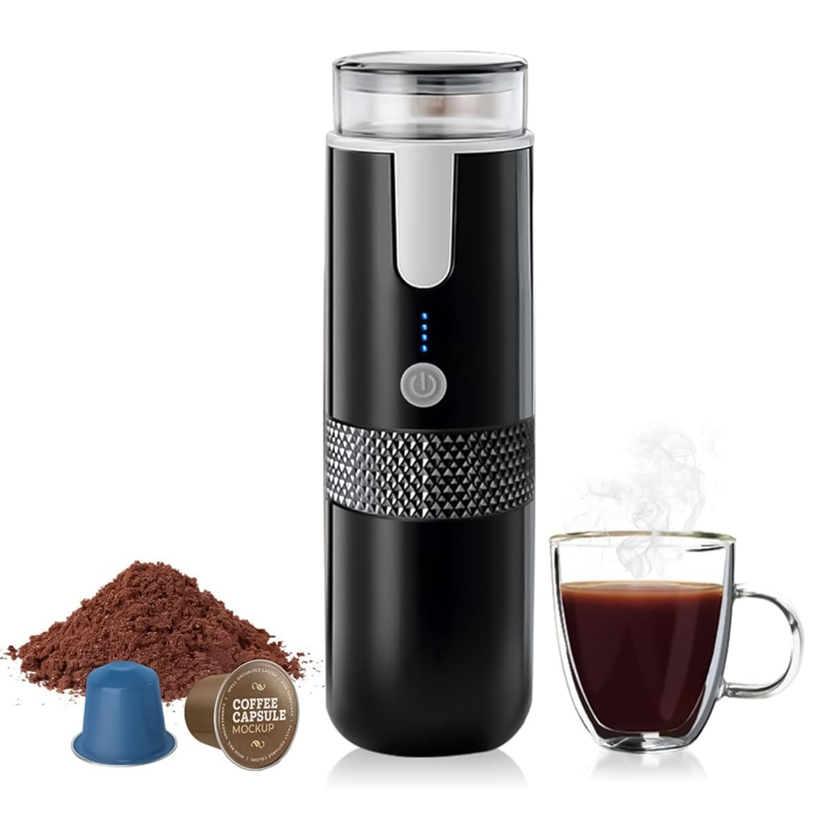 Supvox Travel Espresso Machine for Coffee Lovers with USB Rechargeable Design | Compatible with K Cup Capsules and Ground Coffee