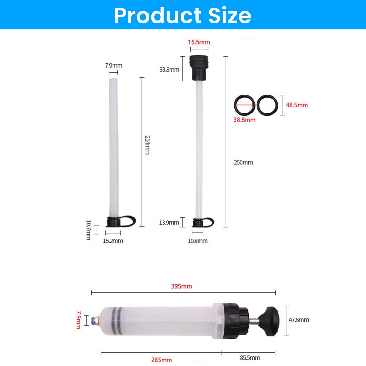 STHIRA Oil Extractor Kit for Brake Power Steering and Transmission | 200cc Syringe Manual Suction Pump