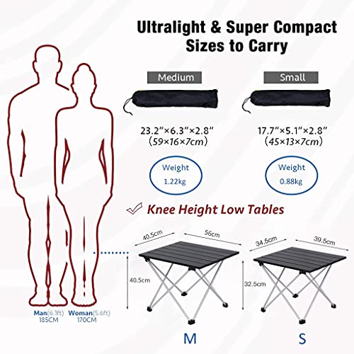 Proberos® Camping Table Foldable with Portable Bag Ultralight Camp Folding Side Aluminum Picnic Great for Backpacks Beach Tailgate Boat Small 3 PCS