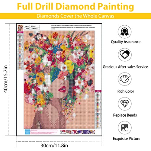HASTHIP® Diamond Painting Kit for Adults Kids DIY Canvas Flowers Art Kits Suitable Home Leisure and Wall Decoration Gift 12x16inch 3PCS