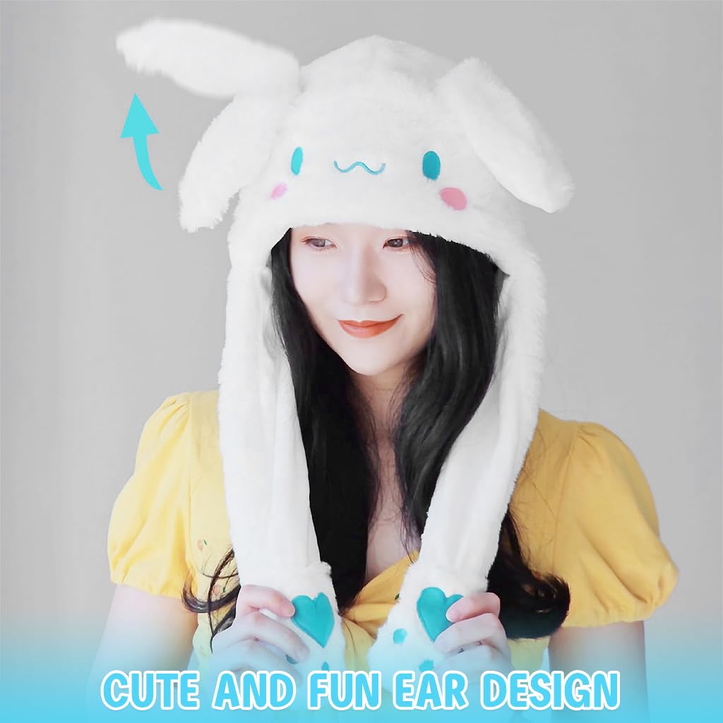 PATPAT Girls Winter Hat featuring Sanrio Cinnamoroll Plush with Fun Moving Ears | Soft Warm Kawaii Accessory