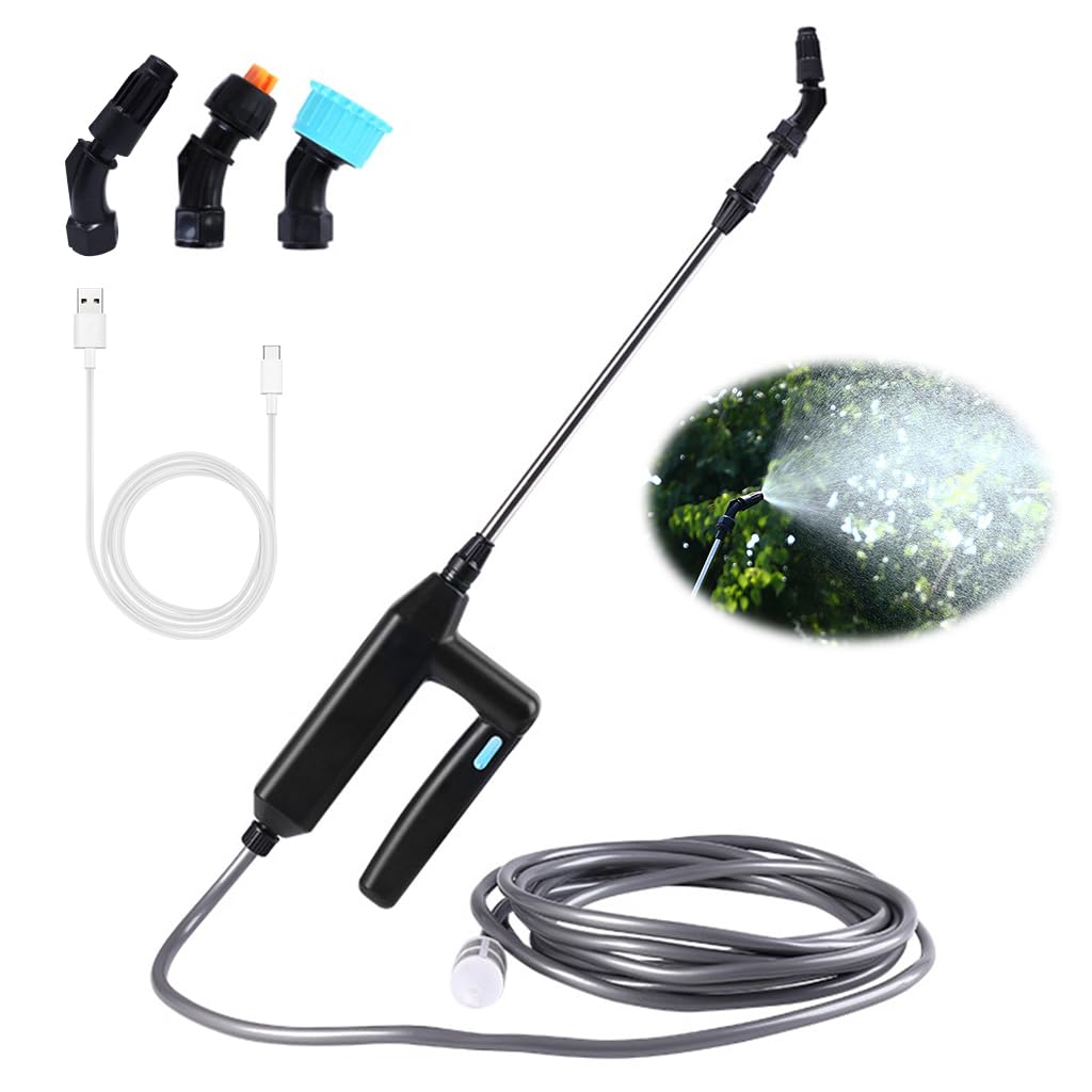 HASTHIP® USB Water Sprayer with 3 Nozzles 2400mAh Mist Lightweight Garden Sprayer 16.4ft Pipe Long Nozzle for Irrigation Gardening Watering Agriculture 3 PCS