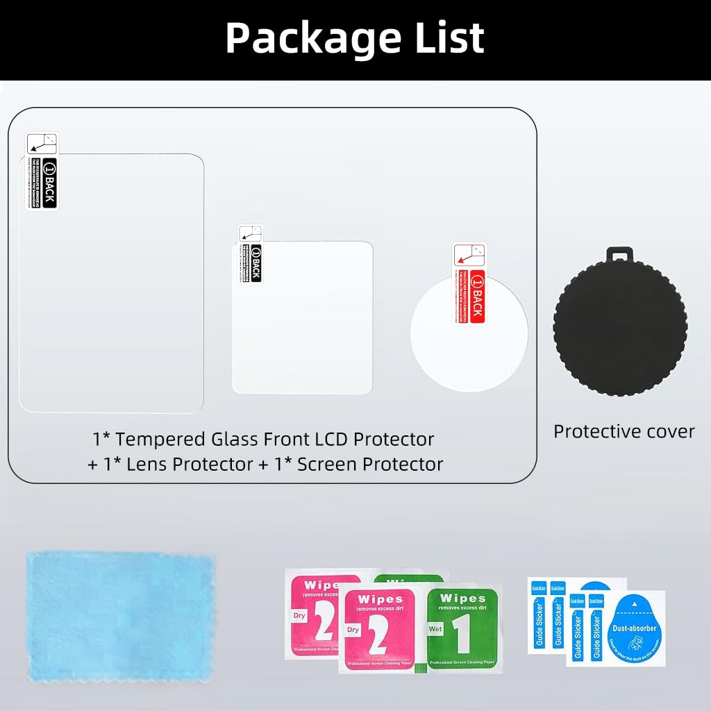 ZORBES Screen Protectors for DJI Osmo Action 5 Pro with 9H Tempered Glass and Silicone Lens Cover | HD Anti-Glare 5PCS Set