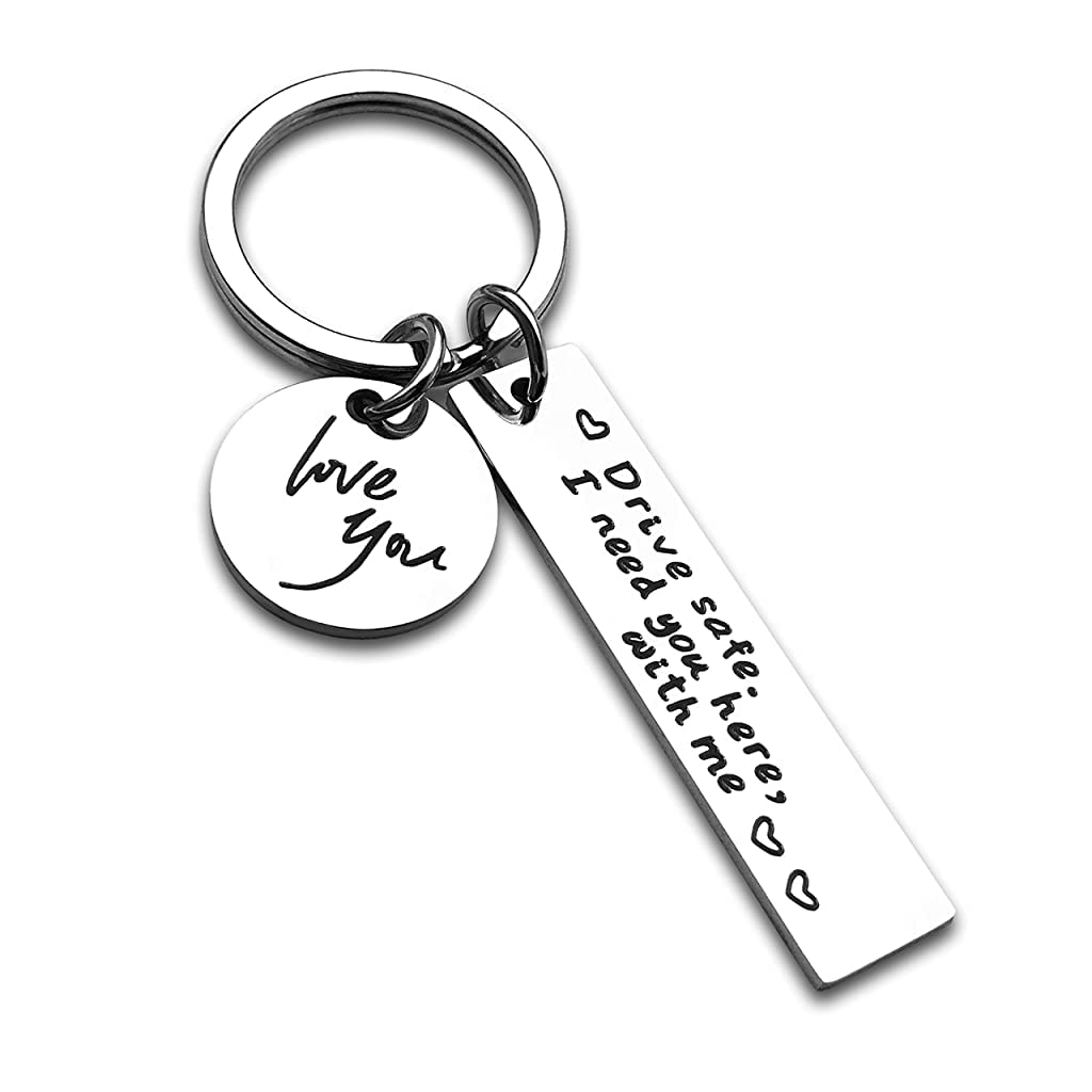 GUSTAVE® White Drive Safe Keychain I Need You Here with Me I Love You Keychain with Gift Box for Husband,Boyfriend,Birthday & Gifts