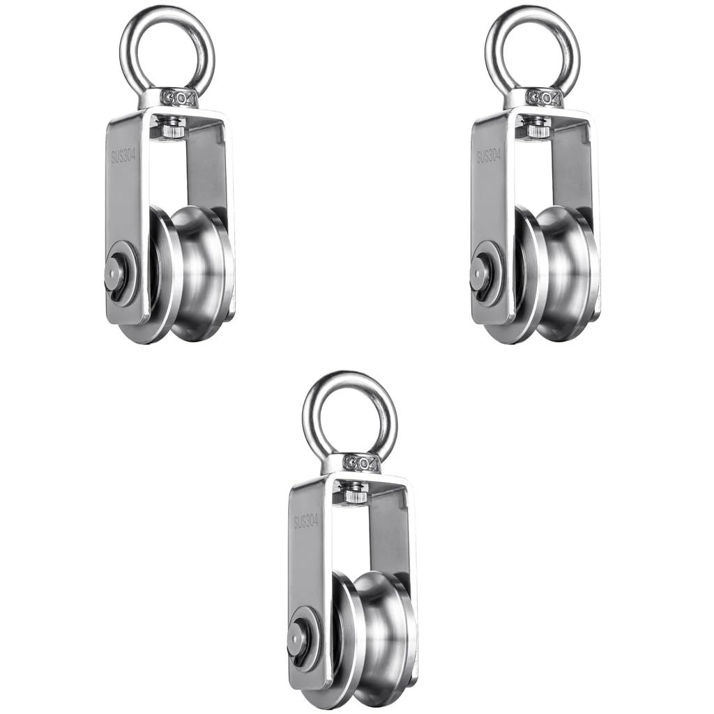 Serplex Cable Pulley Wheel for Lifting Mechanism featuring Smooth Bearing Loop 551lbs | 304 Stainless Steel 3PCS