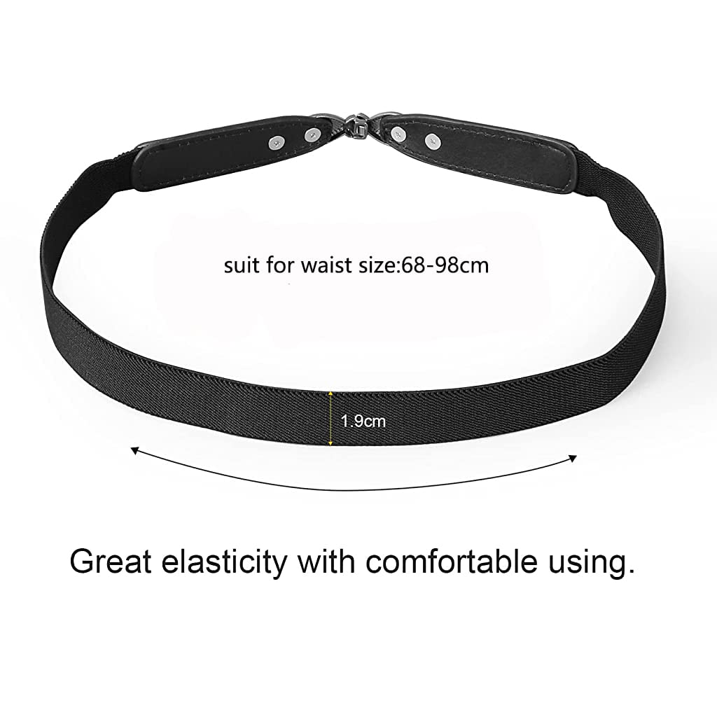 PALAY Women Skinny Elastic Stretch Belt for Dresses featuring Metal Buckles and Faux Leather 2 Pack 65cm | Retro Waist Accessory for Ladies