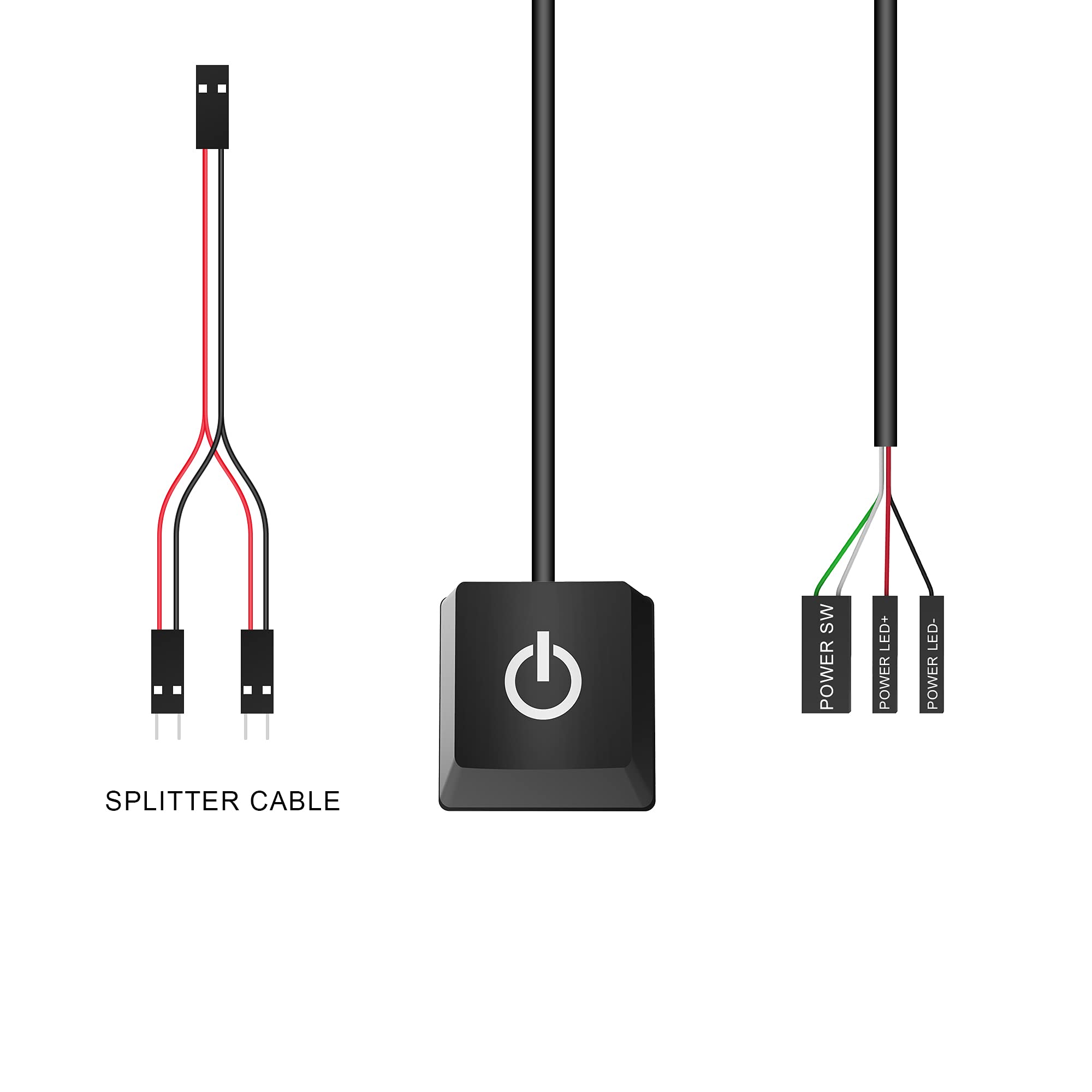 Verilux Desktop Computer Power Switch, Computer On/Off Switch, Push Button CPU Power Switch Button for Household Office Hotel Extension Cord, External Remote Start PC Motherboard Switch Button Extension Cable